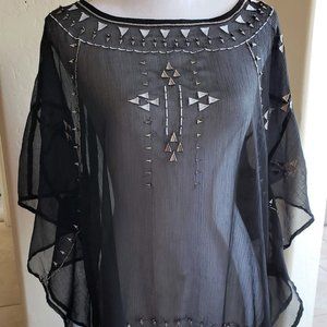 Black Plus Size Top With Beautiful Beaded Design